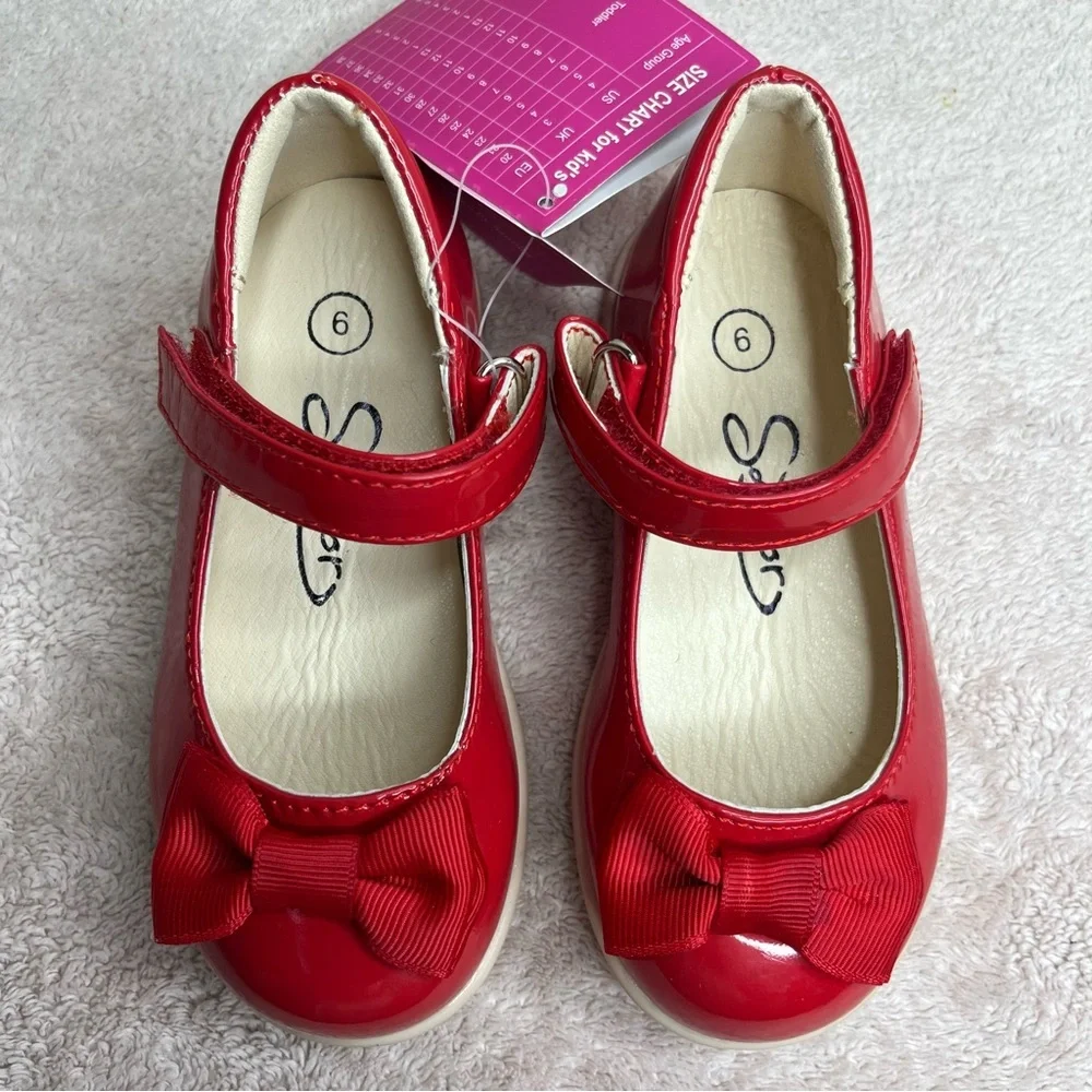 Samilor Bow Mary Janes Dress Shoes-Red-Toddler 9-Christmas-Holiday-Festive-Party - Picture 7 of 8